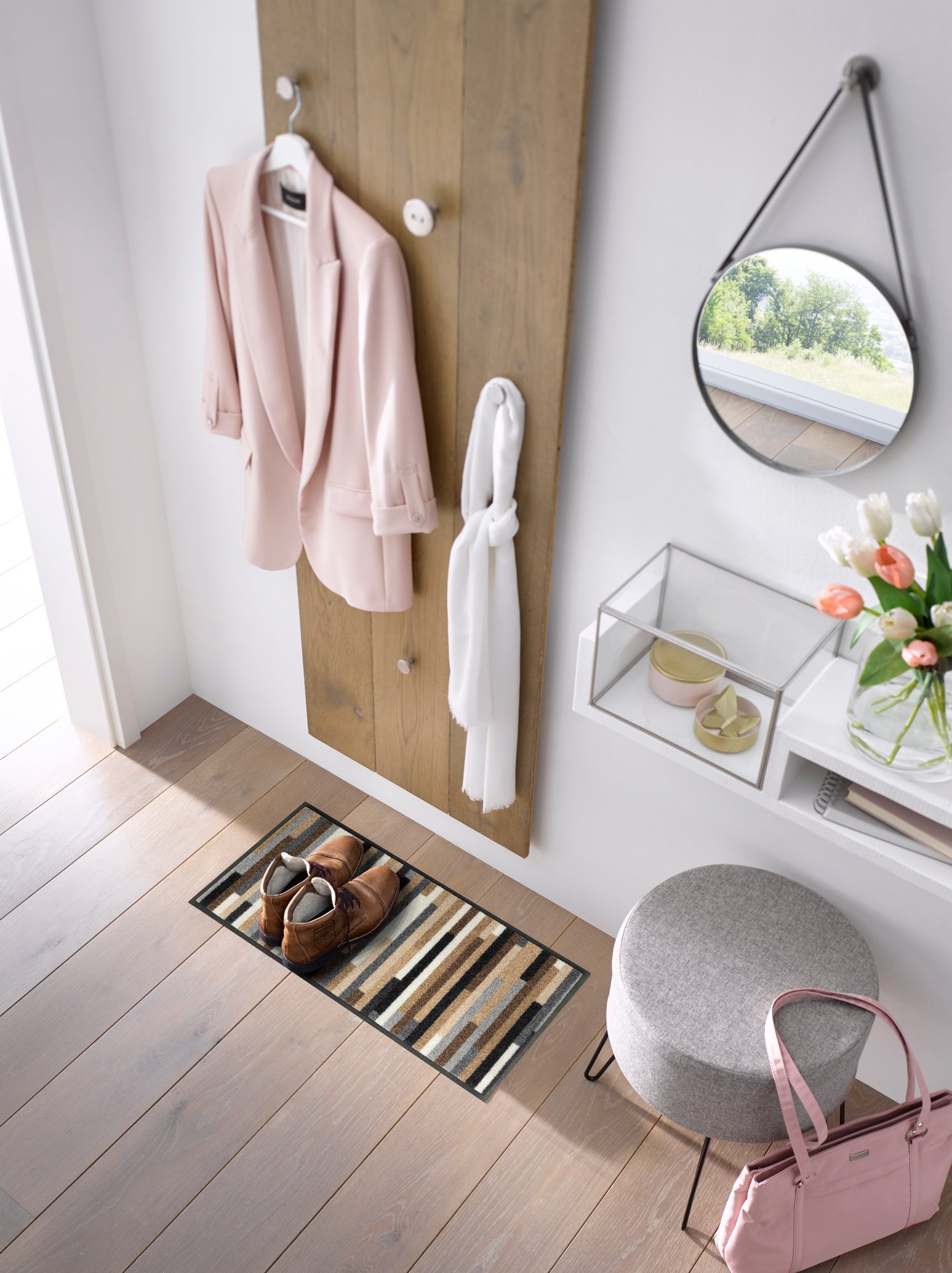 wash+dry Eingangsmatte Mikado Stripes nature 35x75 9010216062878
