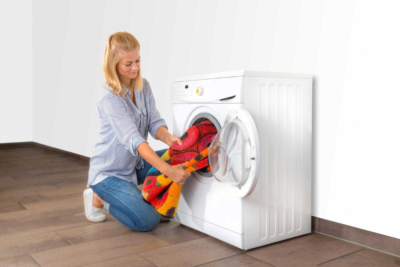 wash+dry Fußmatte in die Waschmaschine legen