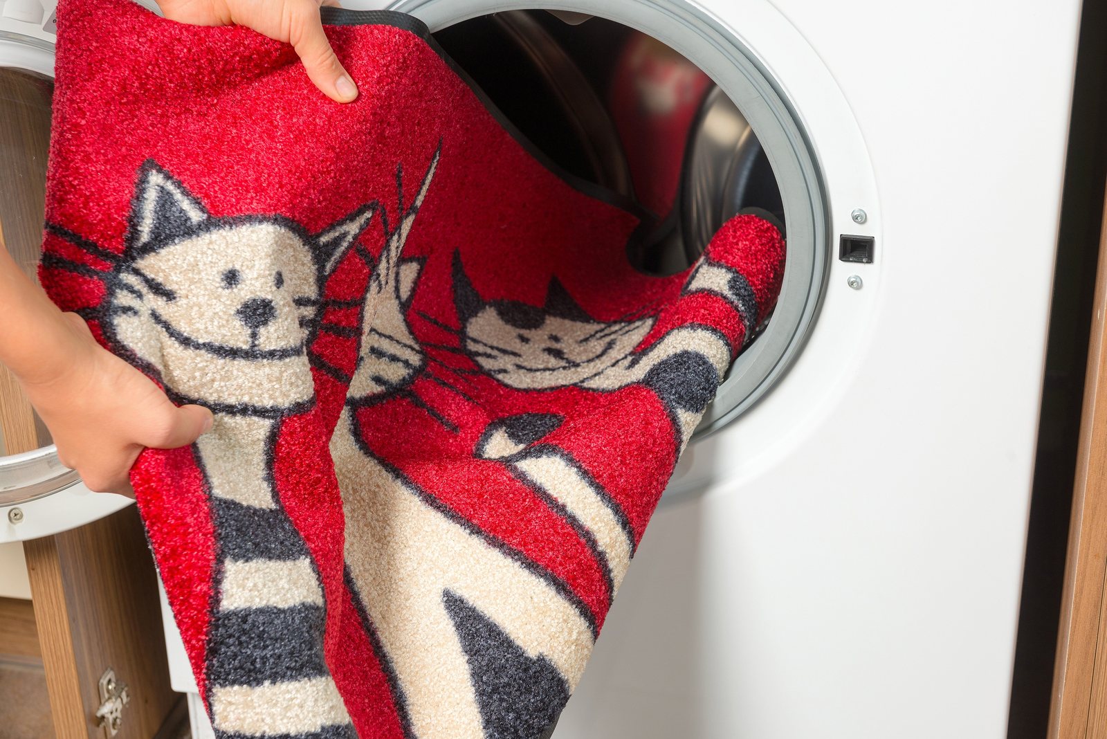 wash+dry Fußmatte mit Flor nach außen in die Waschmaschine