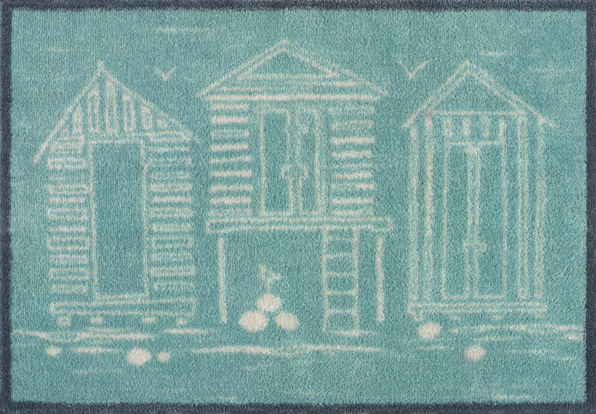 wash+dry Fussmatte Turtle Mat Fussmatte Beach Huts Blue 60x85 5060025369884