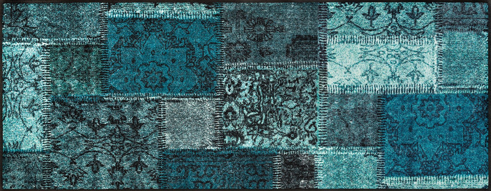 wash+dry Matte Läufer Vintage Patches türkis 75x190 4032445088752