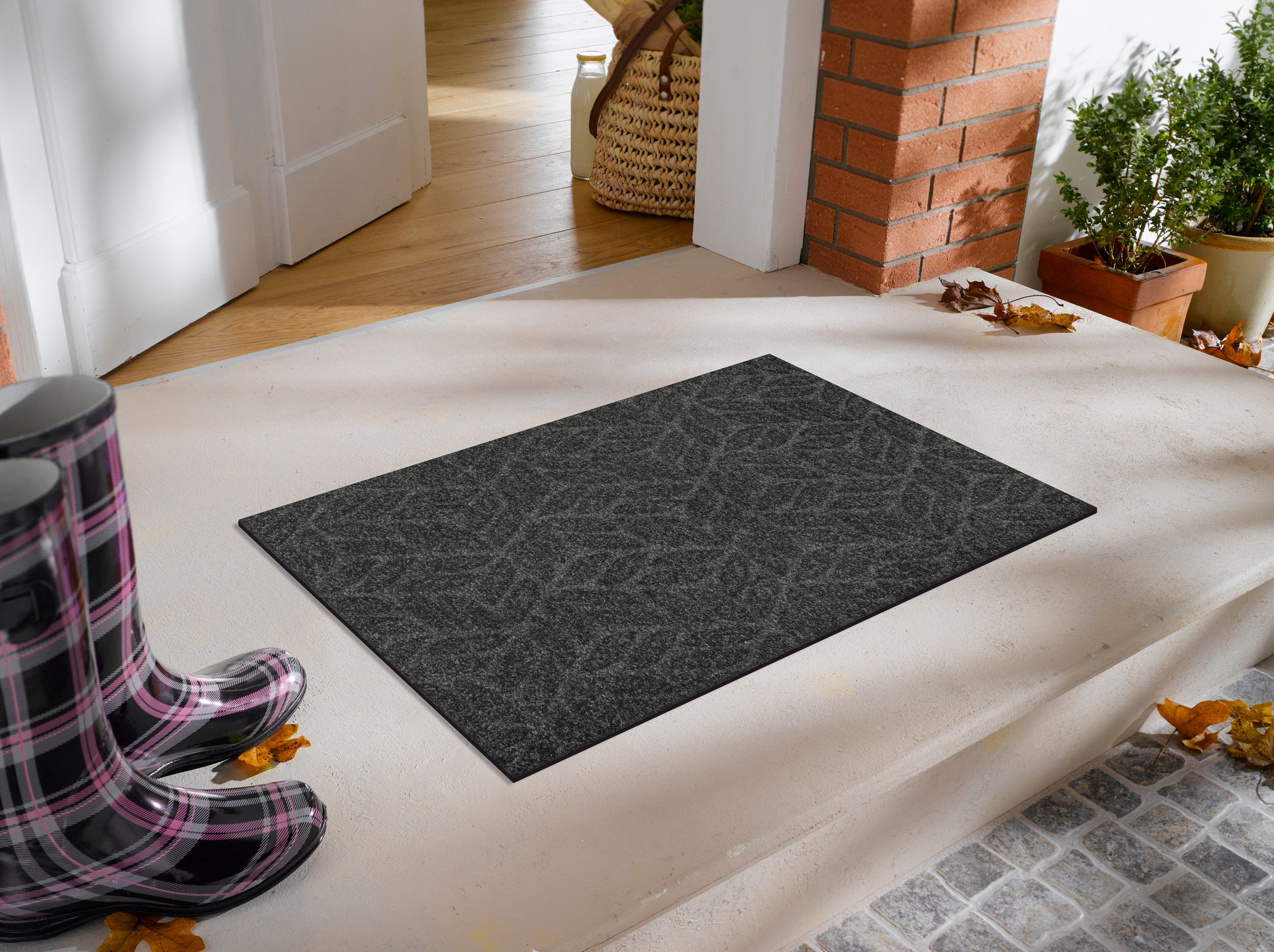 wash+dry Fussmatte DUNE Fussmatte Leaves Dark Grey 45x75 9010216062793